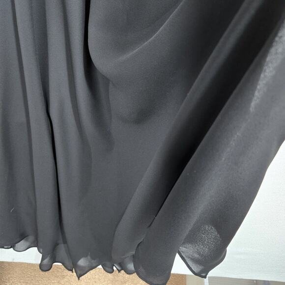 VTG Night Way Midi Dress Sz 6 Black Mesh Chiffon Handkerchief Hem Embroidered - Picture 4 of 15